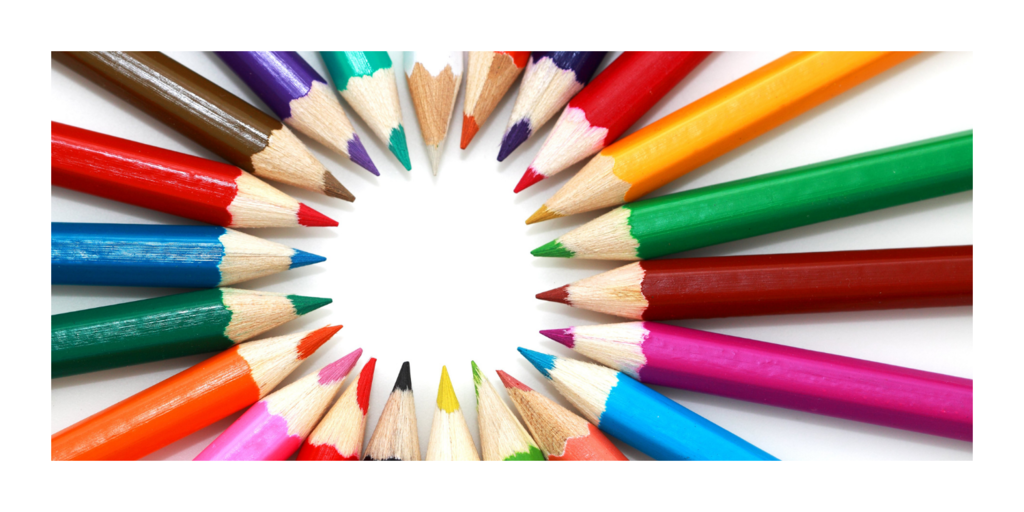 color pencils pointing towards each other in a circle